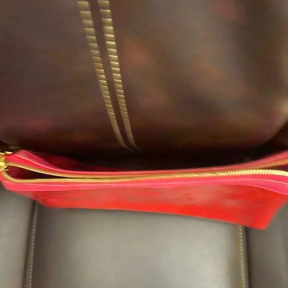 MCM Red Patent Leather Clutch with Gold Chain - Picture 10 of 10